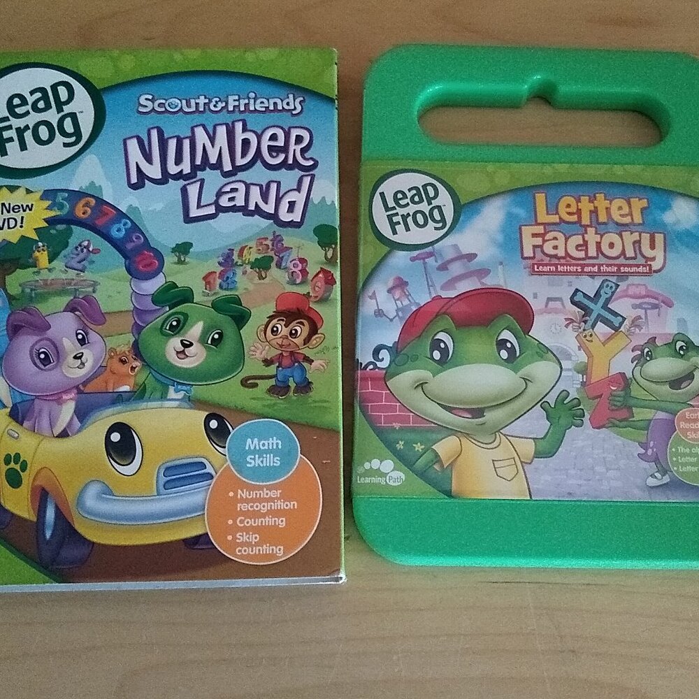 Leap Frog Letter Factory & Number Land x 2 DVDs Used